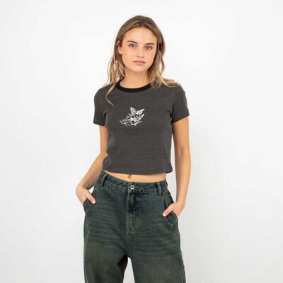 Polera Crop Con Estampado Mujer Icono