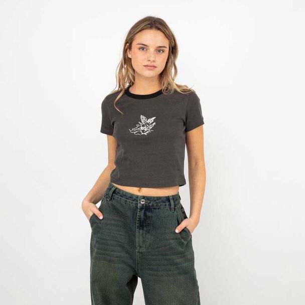 Polera Crop Con Estampado Mujer Icono