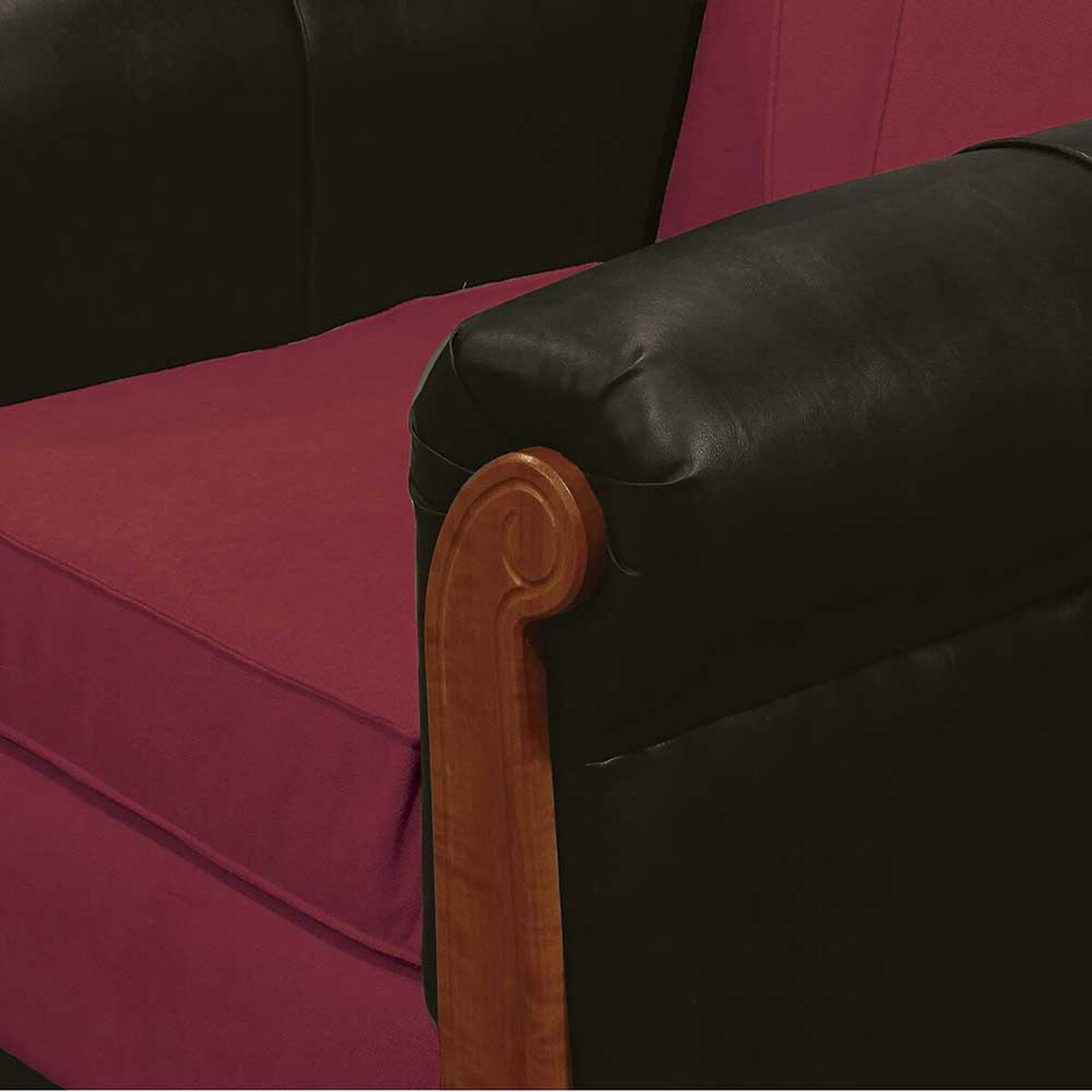 Sofá Elegant Detail Marsella 3 Cuerpos Tela/PU Rojo