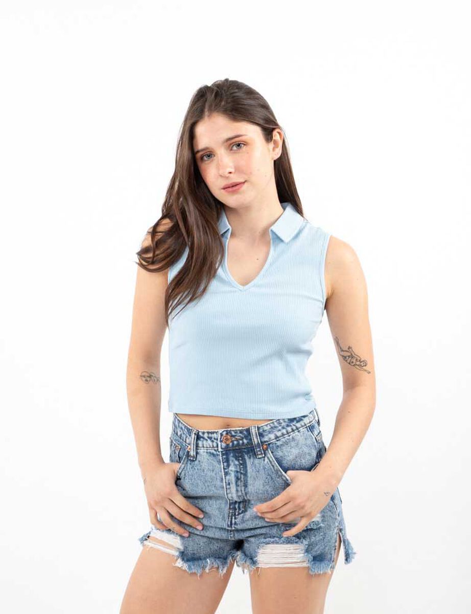 Polera Crop Sin Mangas Mujer Icono