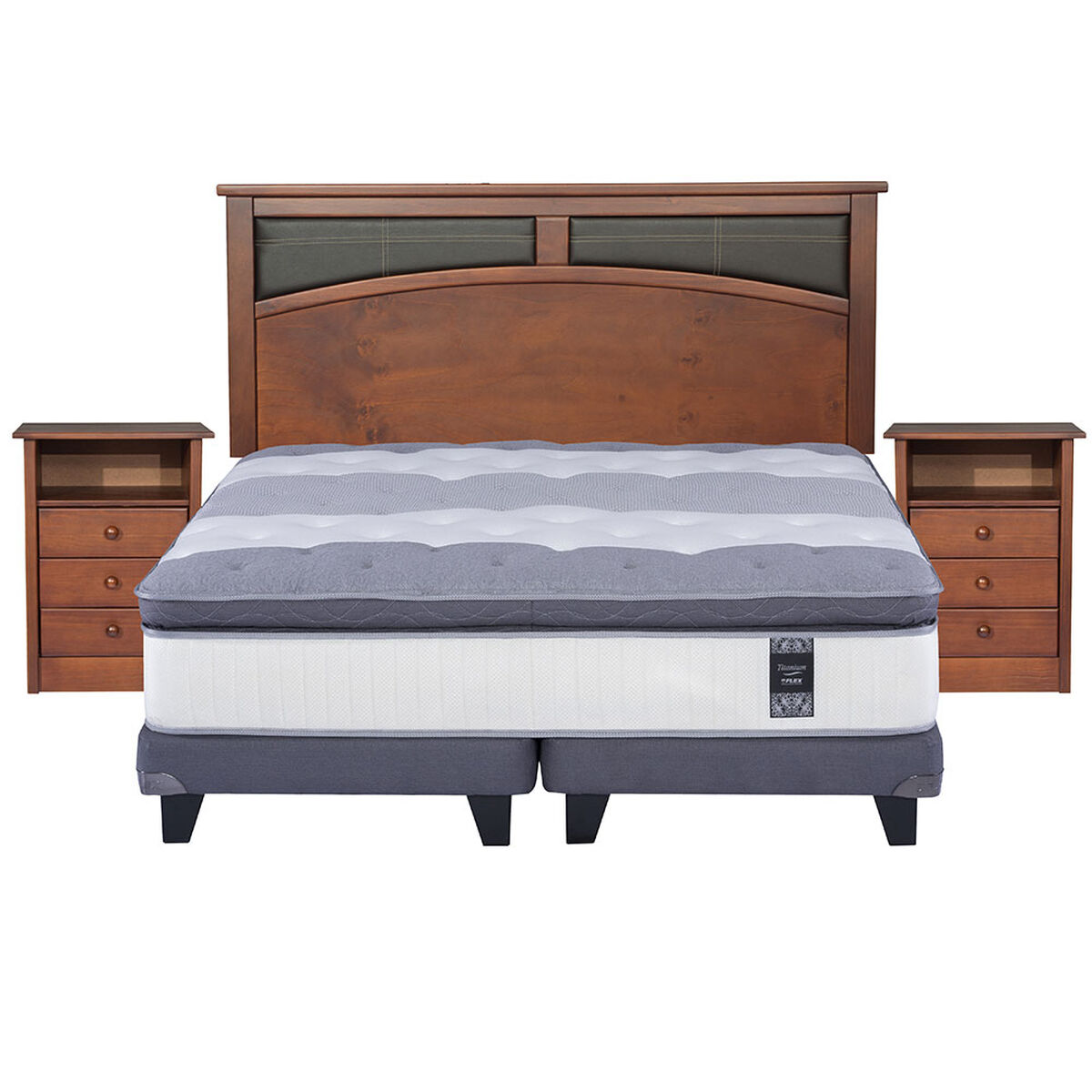Cama Europea 2 Plazas Titanium New + Set Castell