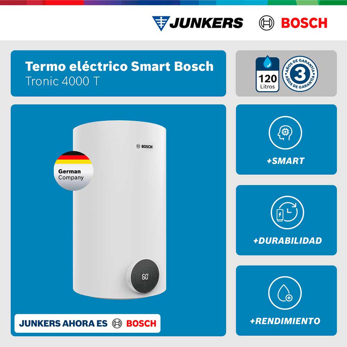 Termo El&eacute;ctrico Bosch Tr4000T 120 lts. Blanco