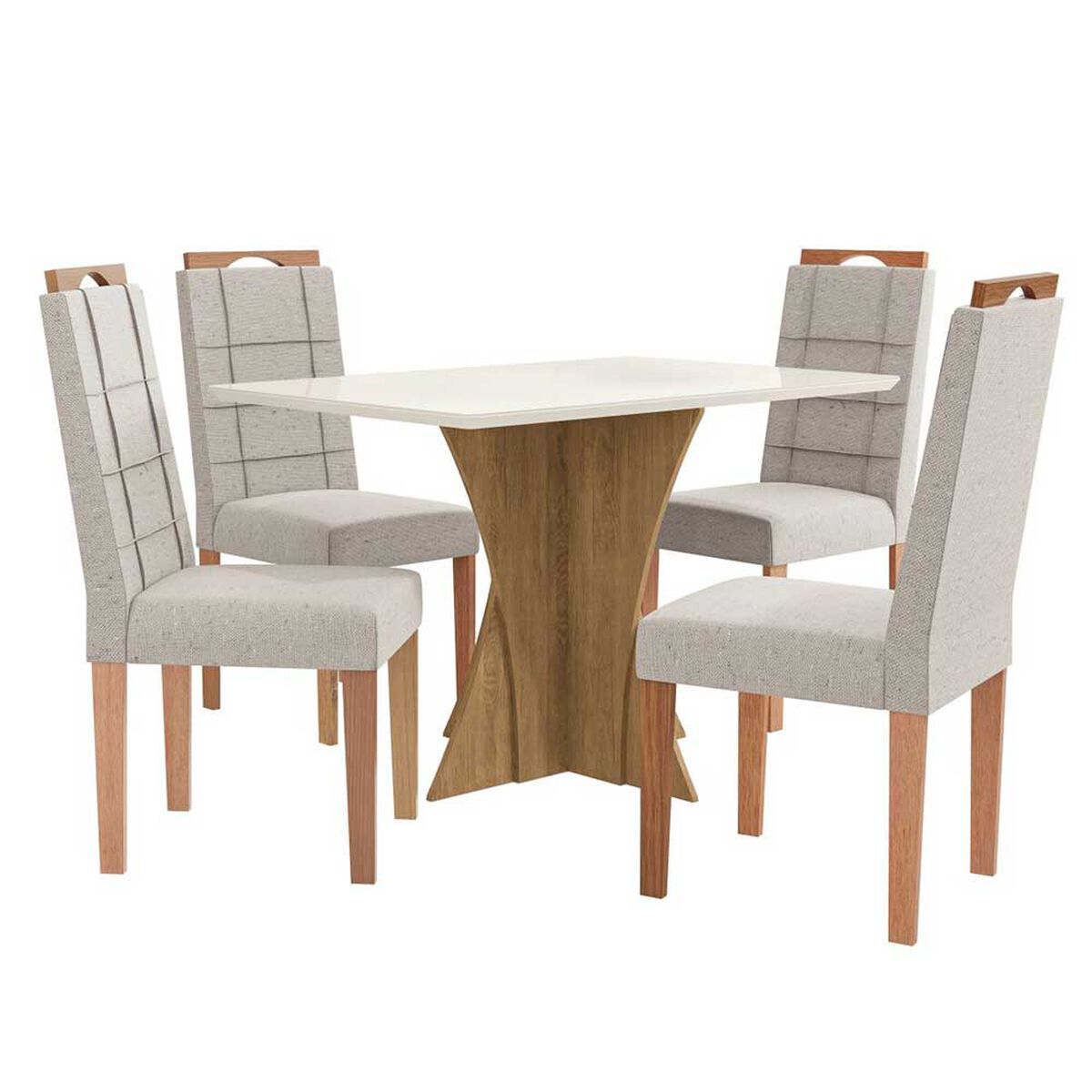 Juego de Comedor Yardas Monza 4 Sillas Off White