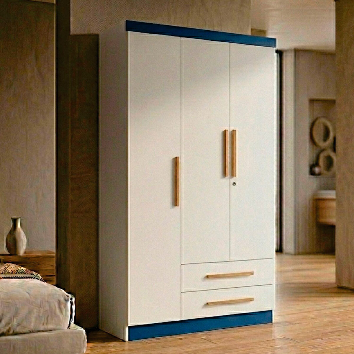 Closet Yardas Leticia 3 Puertas 2 Cajones Blanco