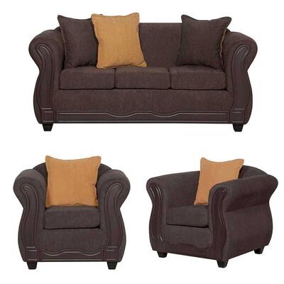 Imagen 1 del producto Juego de Living Black Factory Barcelona Sofá 3 Cuerpos + Dos Sillones 1 Cuerpo Café