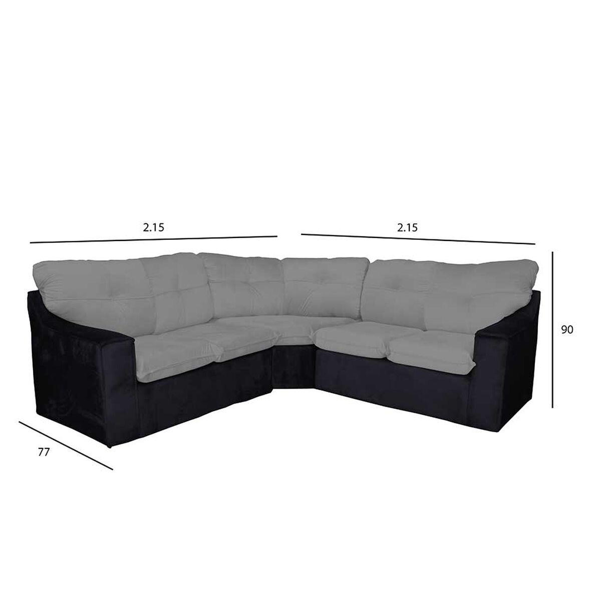 Sof&aacute; Secccional Muebles MYM Evelin 4 Cuerpos Gris Negro