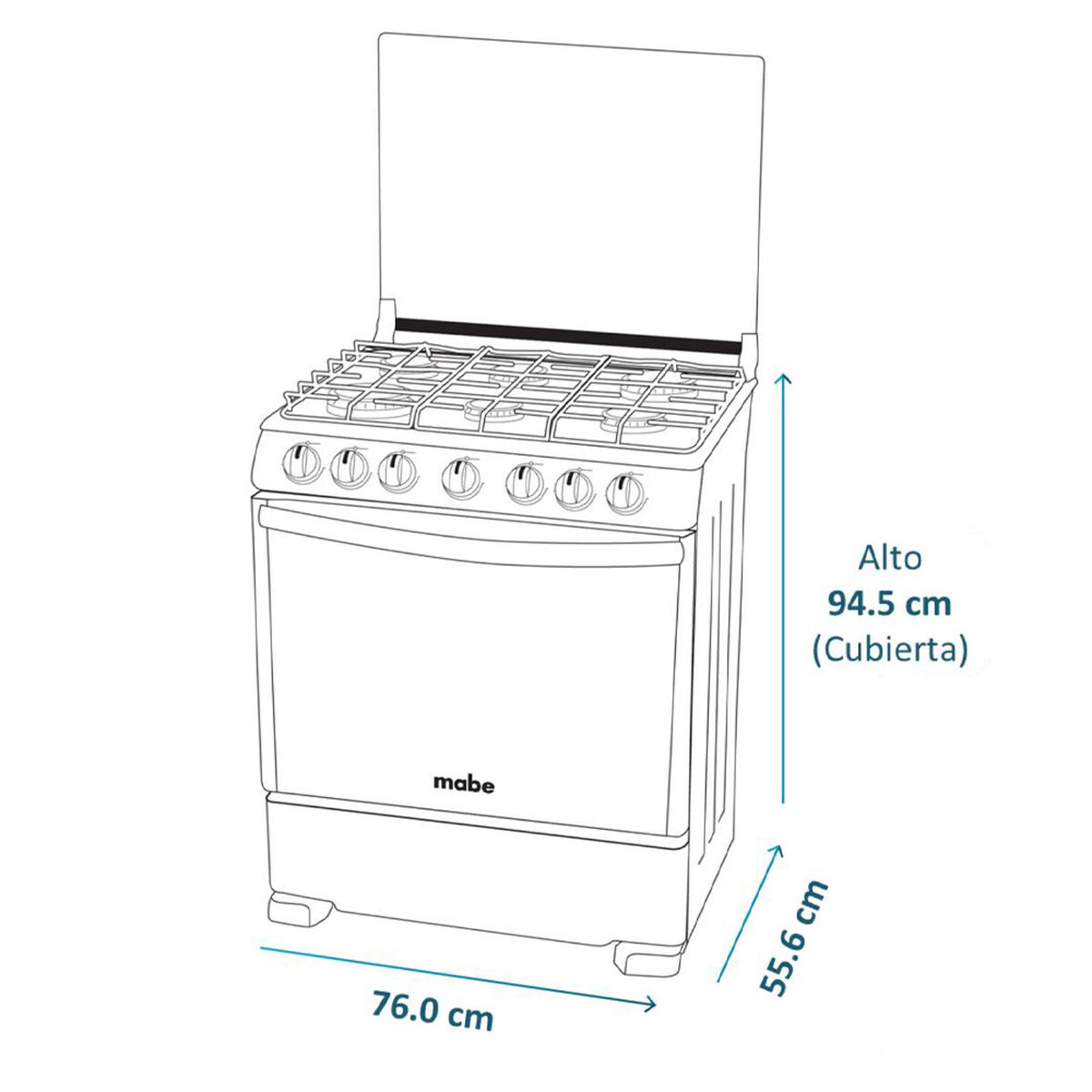 Cocina a Gas Mabe ANDES7650FX1 5 Quemadores