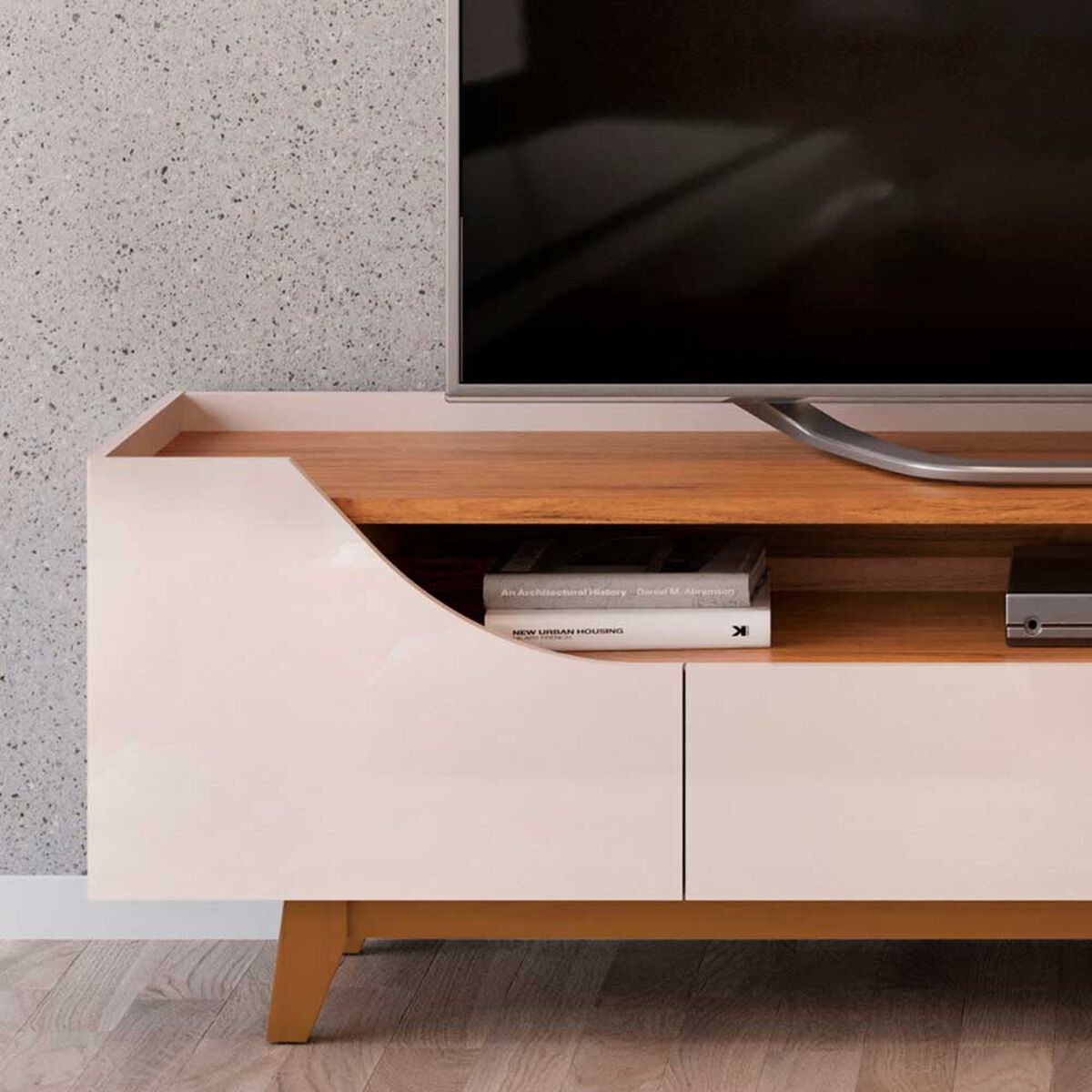 Rack TV Vekkahome Lotus Hasta 75" Beige Café