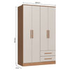 Closet Vekkahome Americano 4 Puertas 2 Cajones Beige