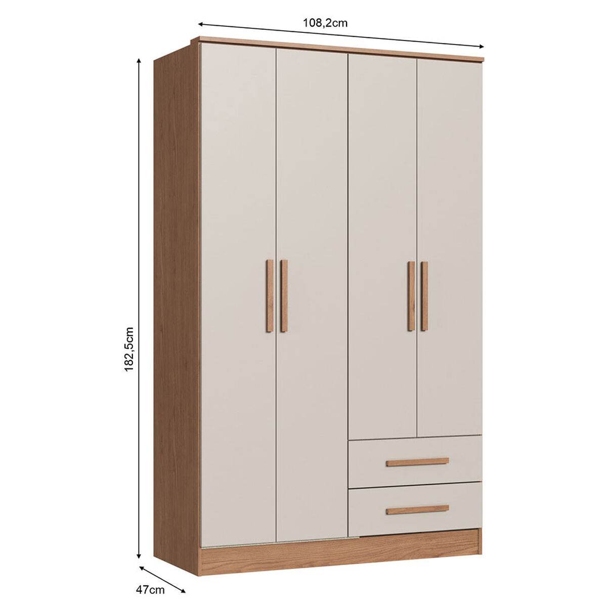 Closet Vekkahome Americano 4 Puertas 2 Cajones Beige