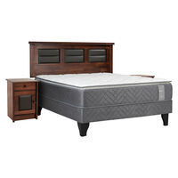 Cama Europea Celta 2 Plazas Carbono + Respaldo + 2 Veladores Villarreal