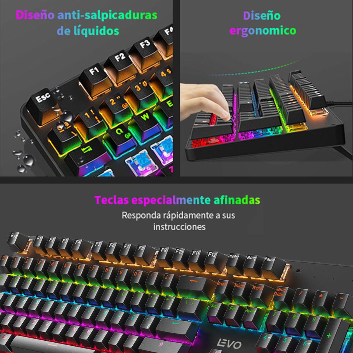 Teclado Gamer Mecánico Levo Storm USB