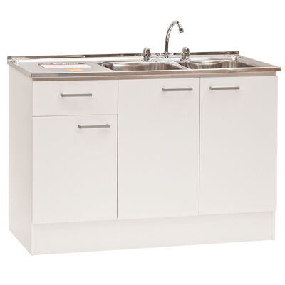 Kit Mueble de Lavaplatos + Lavaplatos Mobikit Blanco 3 Puertas 1 Cajón