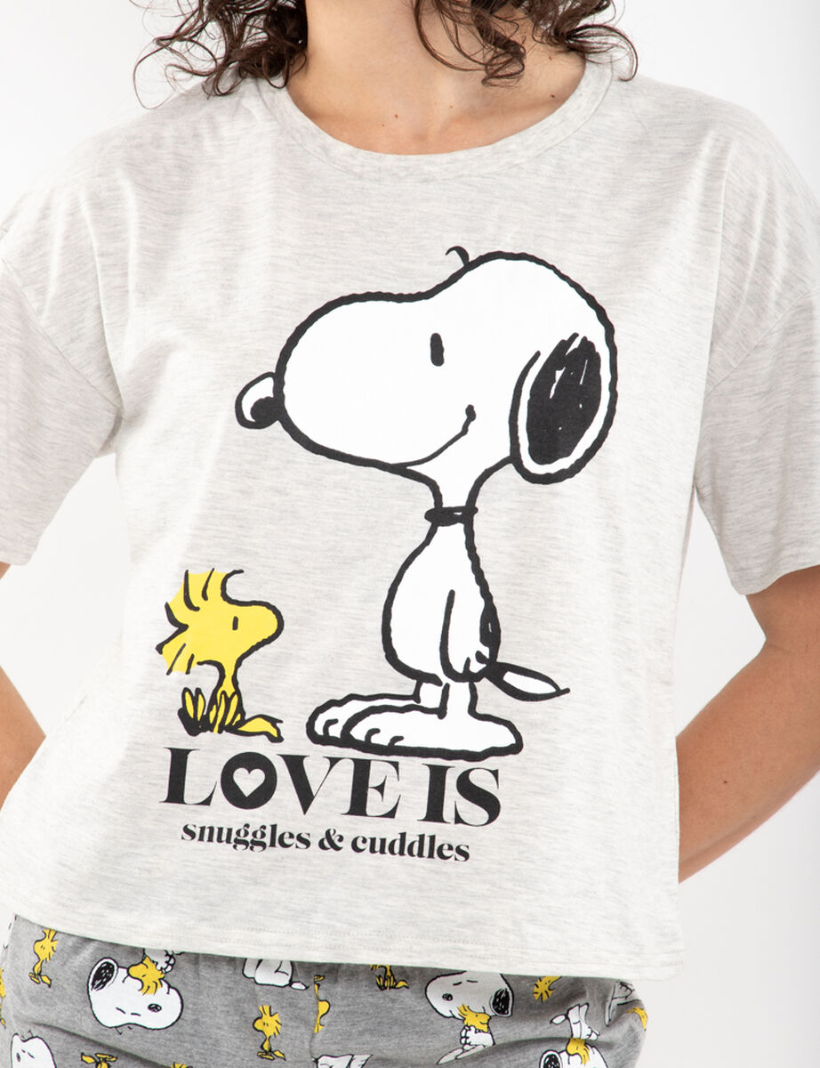 Pijama Corto de Algodón Mujer Snoopy