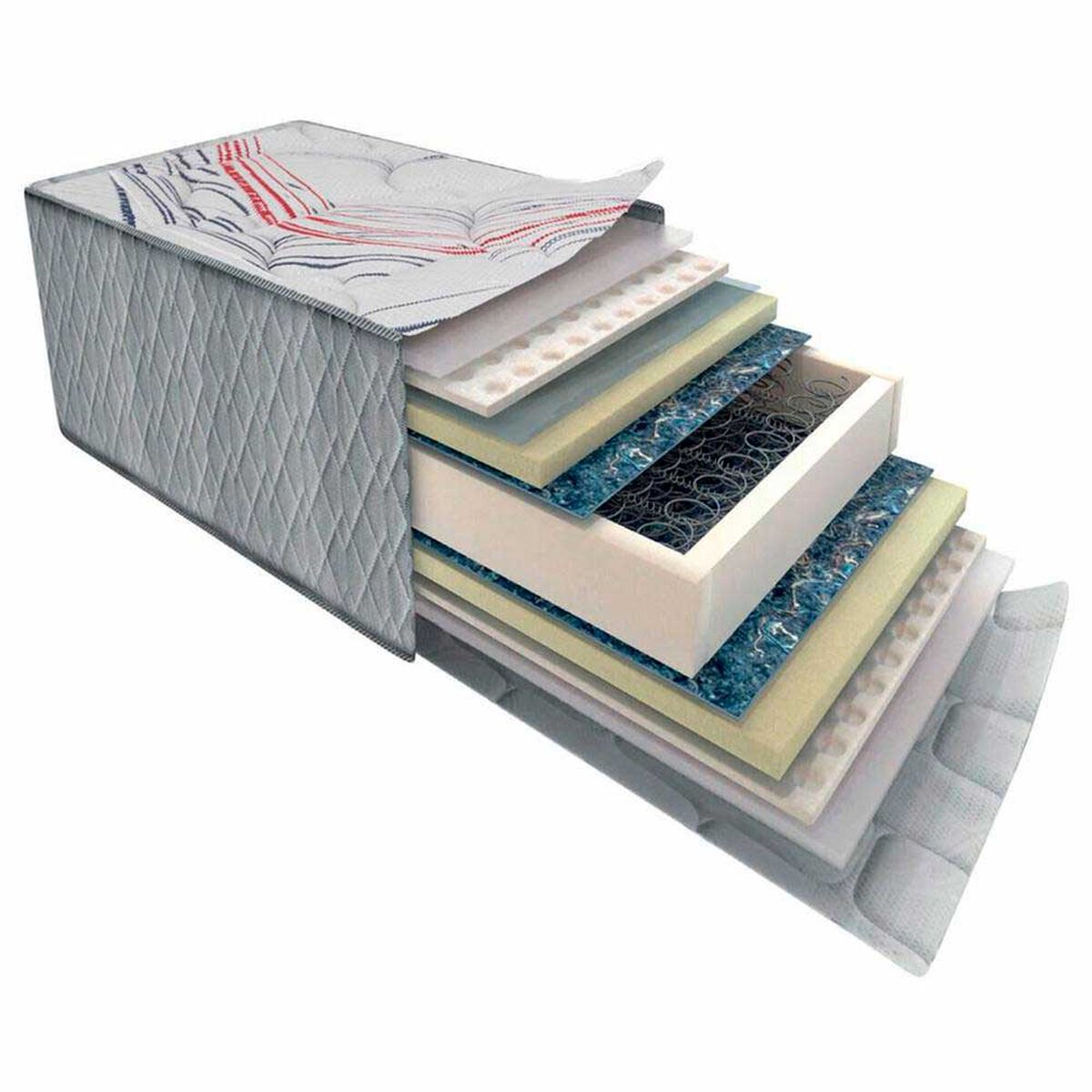 Cama Europea 2 Plazas  Threrapedic M&aacute;s Gris + Set Maderas  Florencia