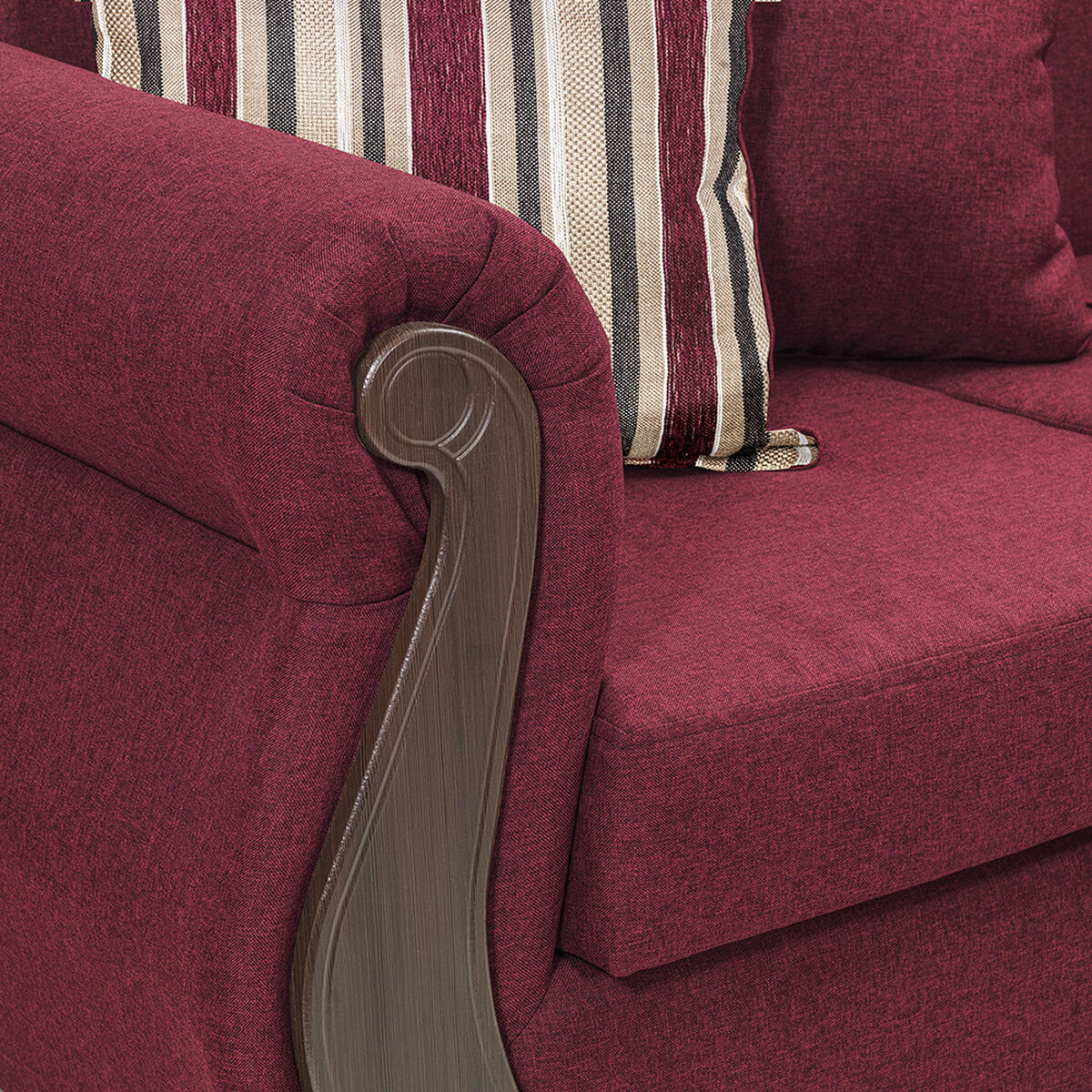 Juego de Living Innovamuebles New Bugambilia Sofá 3 Cuerpos + Dos Sillones 1 Cuerpo Burdeo