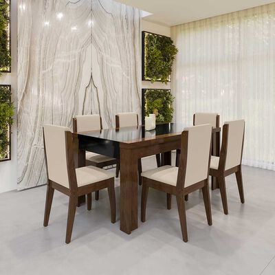 Imagen 1 del producto Juego de Comedor Decocasa Lorenzi 6 Sillas Nogal Negro Beige