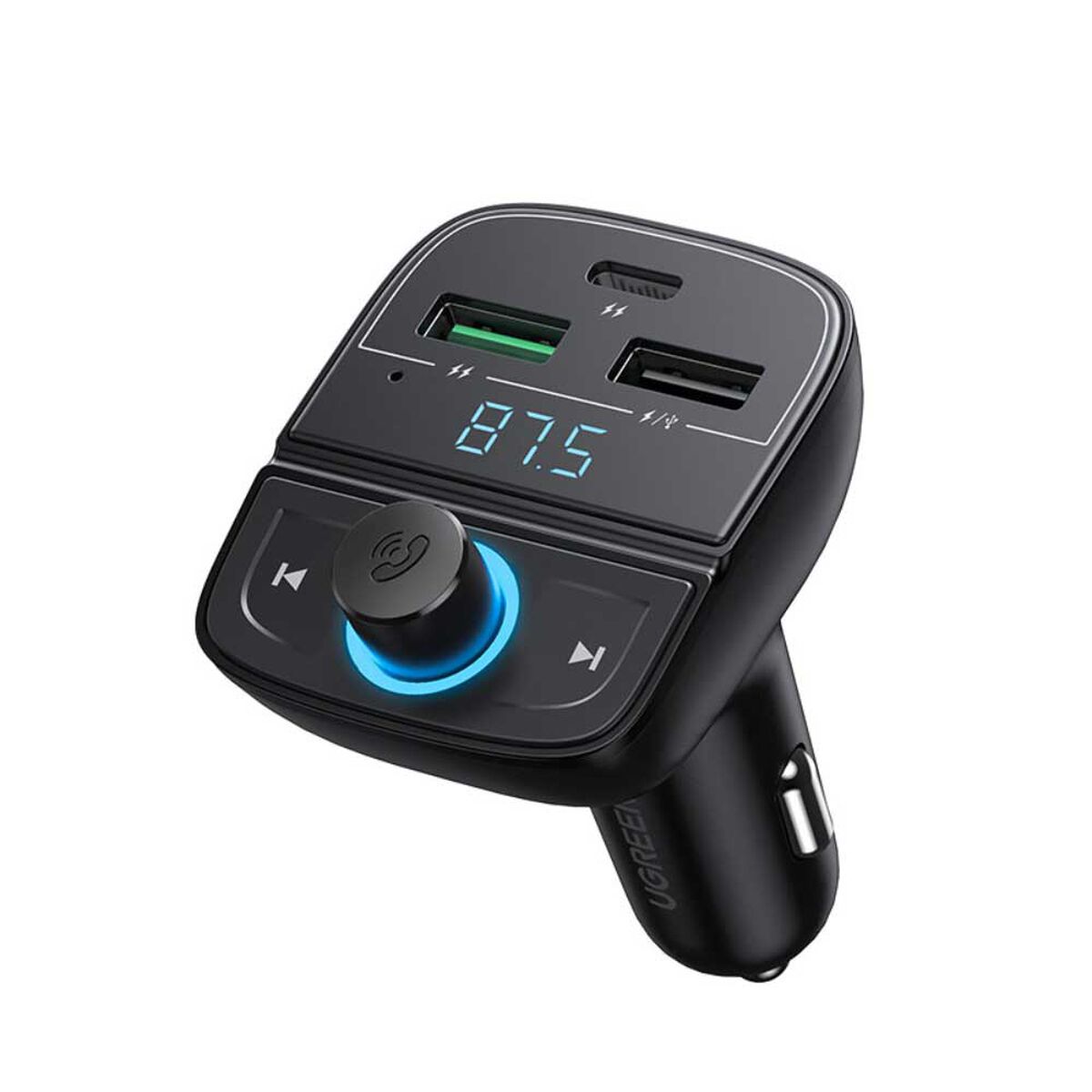 Transmisor De Audio Fm Bluetooth 5.0 Automovil 2Usb-A/1Usb-C 36A+Slot Microsd Ugreen Cd229