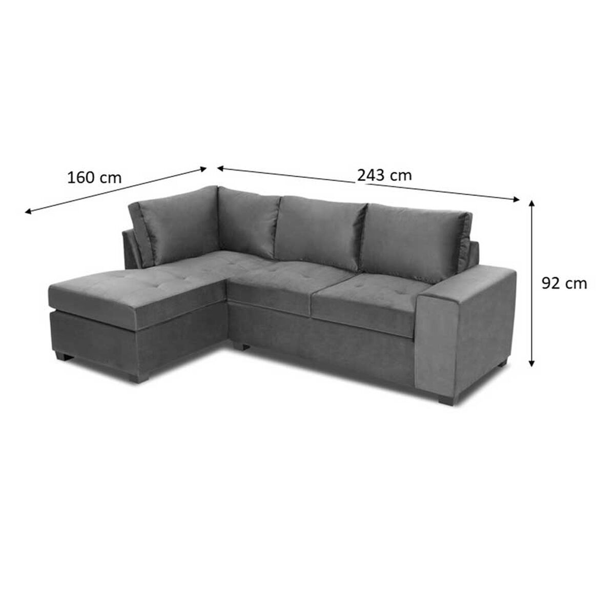 Sofá Seccional Izquierdo Innovamuebles Mini Senna Felpa 3 Cuerpos Beige