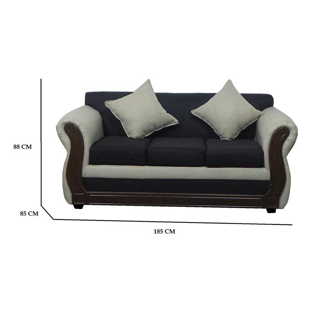 Juego de Living Almore Emilia Sofá 3 Cuepos + Dos Sillones 1 Cuerpo Beige Negro