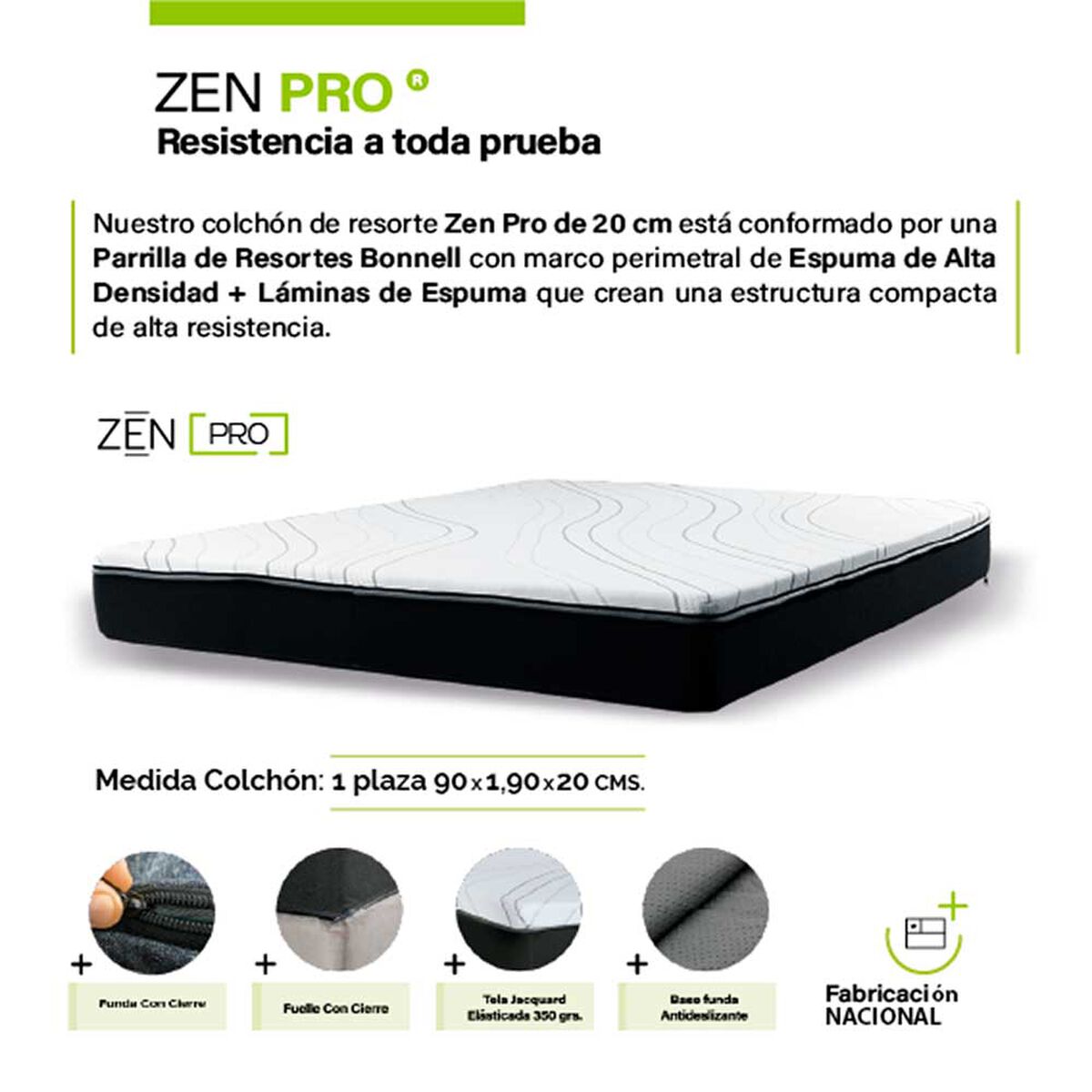 Camarote Latam Home 1 Plaza Zen + Colchón Pro Madera