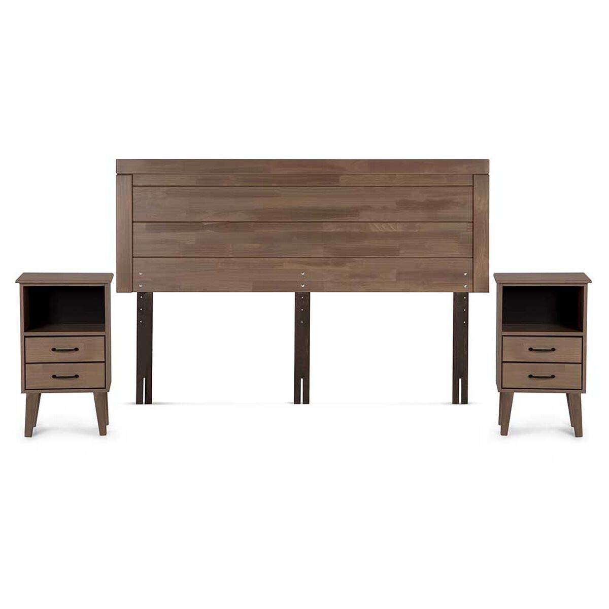 Cama Europea Rosen Base Dividida King Driven + Respaldo + 2 Veladores Sicilia