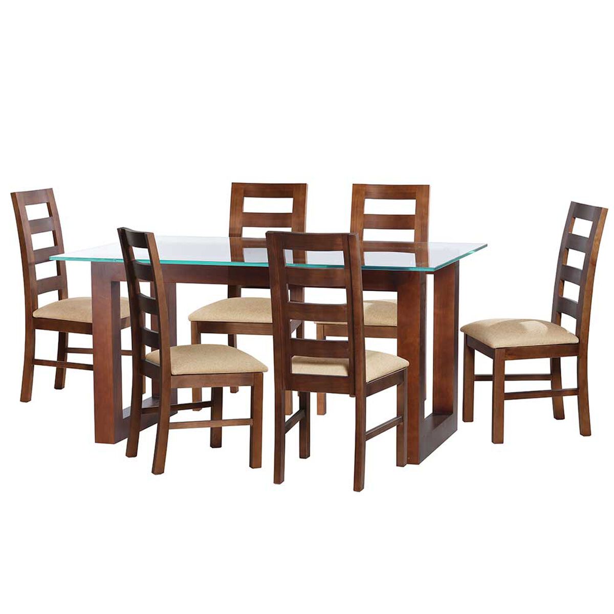 Juego de Comedor Latam Home Pamplona Girona 6 Sillas Velvet Beige