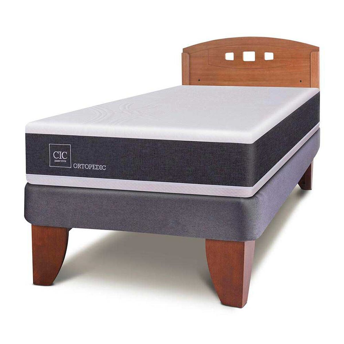 Cama Europea CIC 1,5 Plazas New Ortopedic + Respaldo