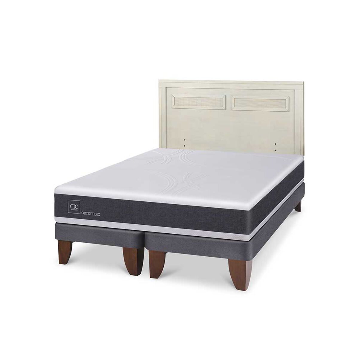Cama Europea CIC Base Dividida 2 Plazas Ortopedic + Respaldo Milan Alpino