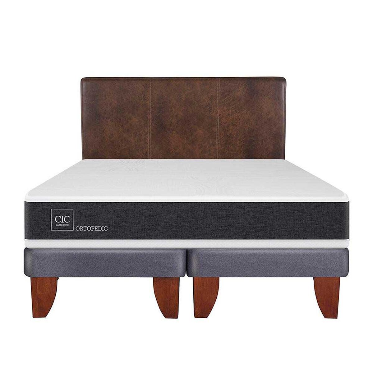 Cama Europea CIC Base Dividida King Ortopedic + Respaldo Baker