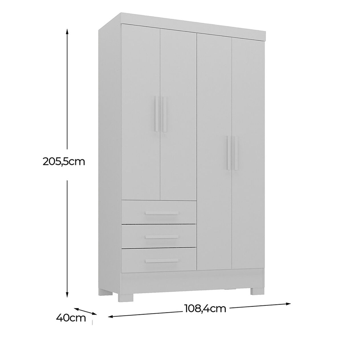 Closet Di Poretti Design Paraty 3 Cajones 4 Puertas Blanco