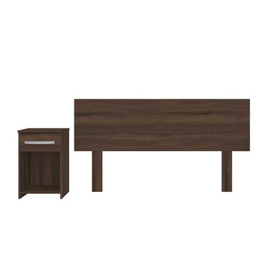 Respaldo + Velador Vekkahome 1,5 Plazas Limari Café Oscuro