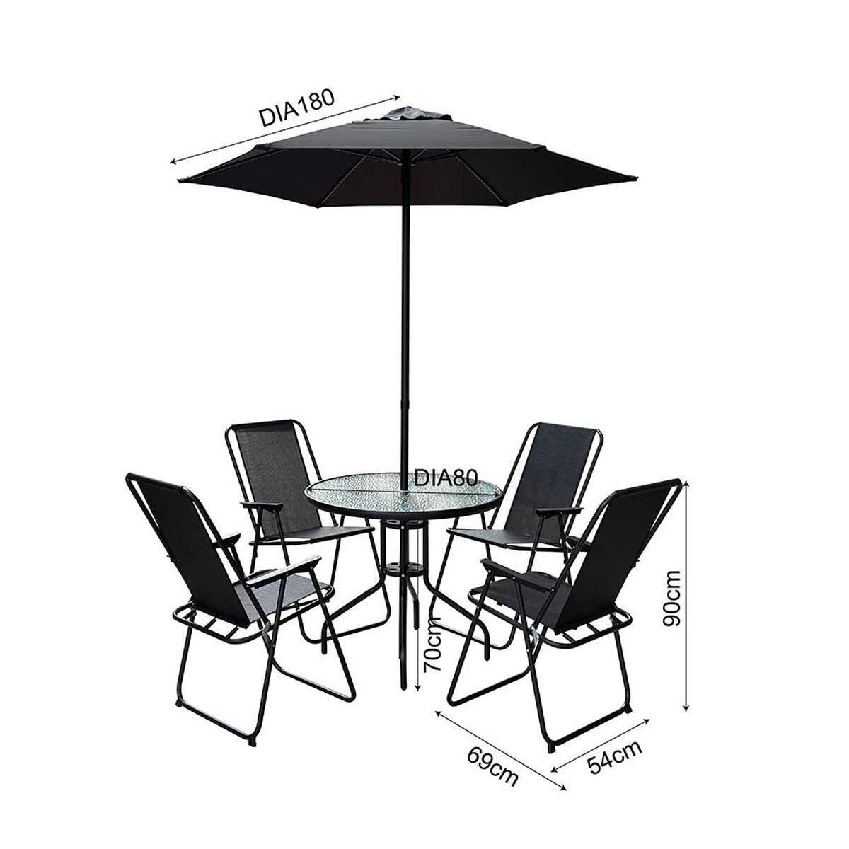 Juego de Comedor Terraza Casanova 4 Sillas Negro