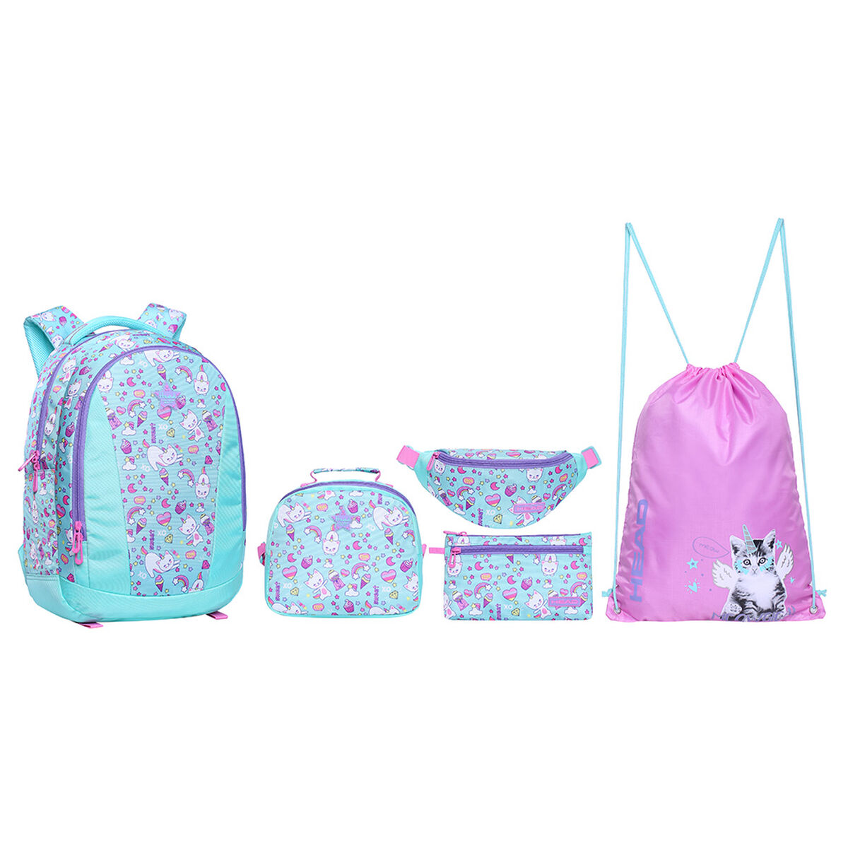 Pack Mochila + Gymbag + Lonchera + Banano + Estuche Top Head