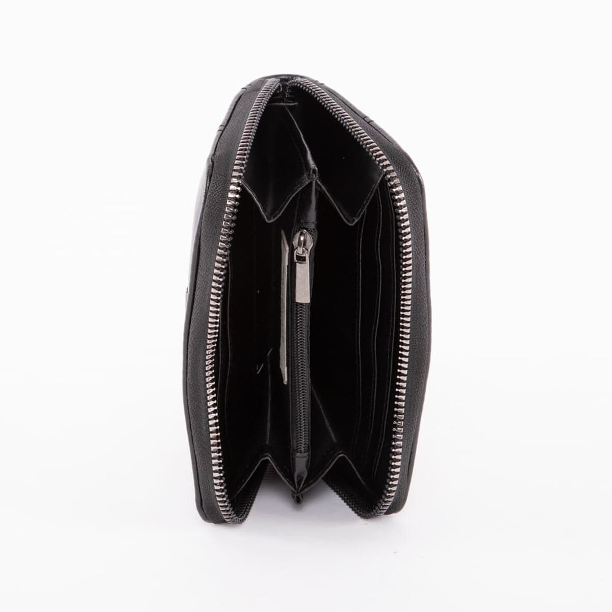 Billetera Lisa Negra Eco Cuero Mujer Portman Club