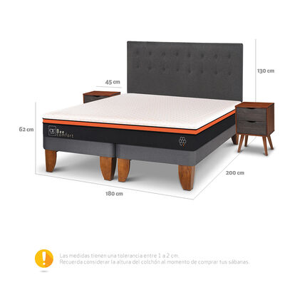 Imagen 2 del producto Cama Europea CIC Base Dividida King Bee Comfort + Respaldo + 2 Veladores
