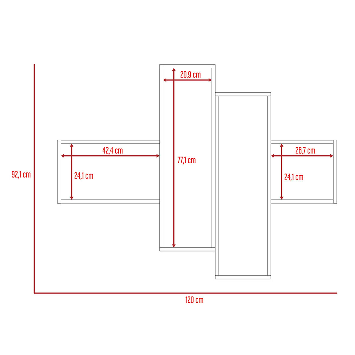 Panel de TV Hasta 60" + Bar Alto + Repisa 2A TuHome The Wall