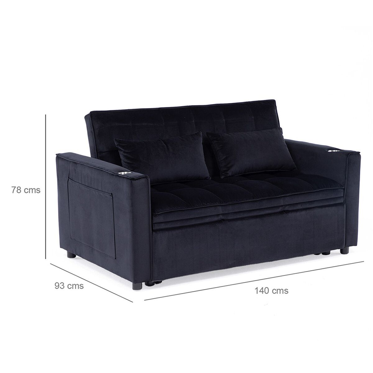 Sofá Cama Daniels KMP1BK 2 Cuerpos Negro