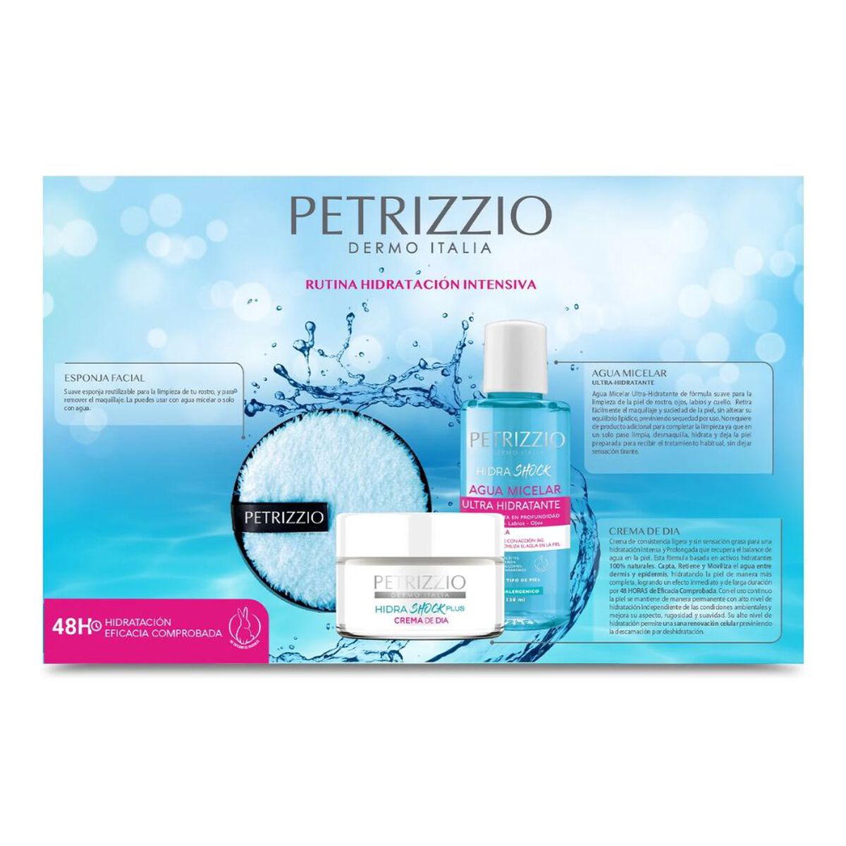 Tripack HidraShock Plus Crema + Agua Micelar + Sponge Petrizzio