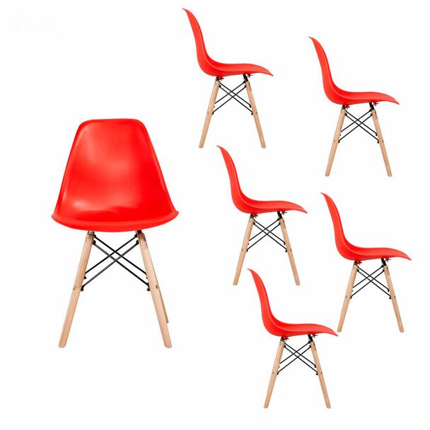 Set 6 Sillas Spazzio Badem Rojo