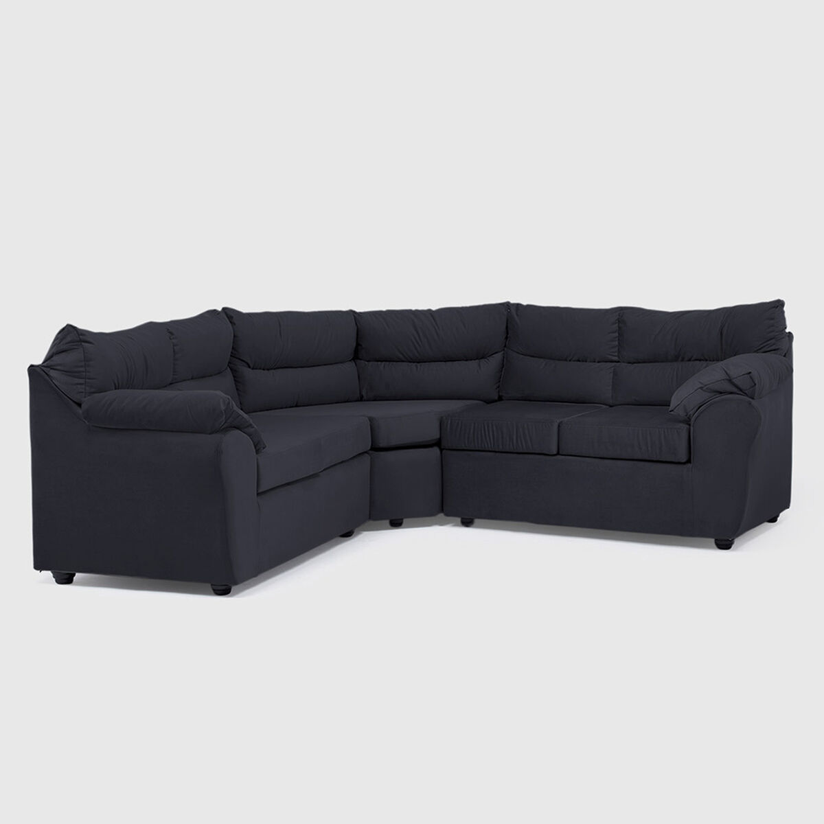 Seccional Muebles MPR Array&aacute;n 2-1-2 Cuerpos Felpa Negro