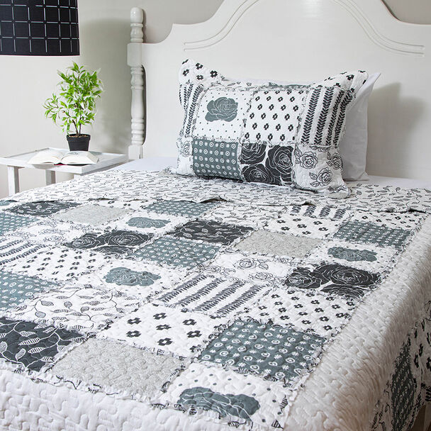 Quilt Doral Patchwork con Aplicación Deluxe Compose D4 1,5 Plazas