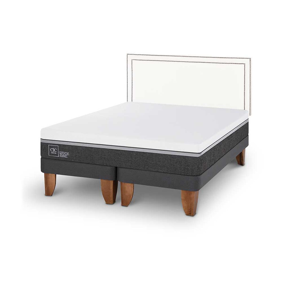 Cama Europea CIC Base Dividida 2 Plazas Ortopedic Advance + Respaldo Danubio