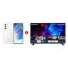 Combo Celular Samsung Galaxy S21 FE 5G 128GB 6,4" White Liberado + LED 55" Samsung TU7090 Smart TV Crystal 4K UHD
