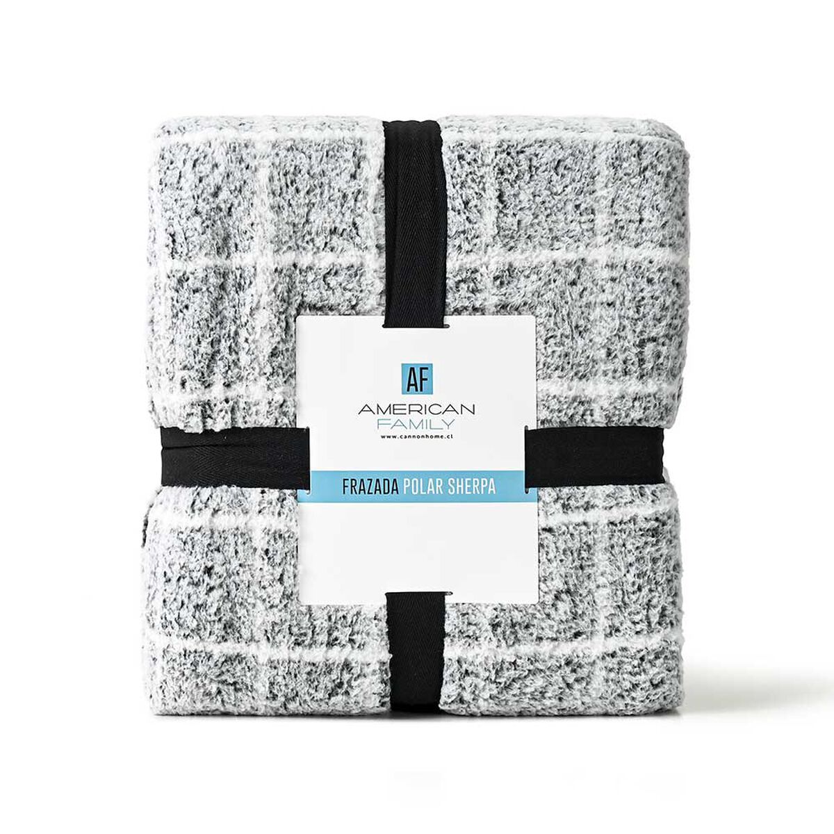 Frazada American Family Sherpa 2 Plazas Cuadros Gris