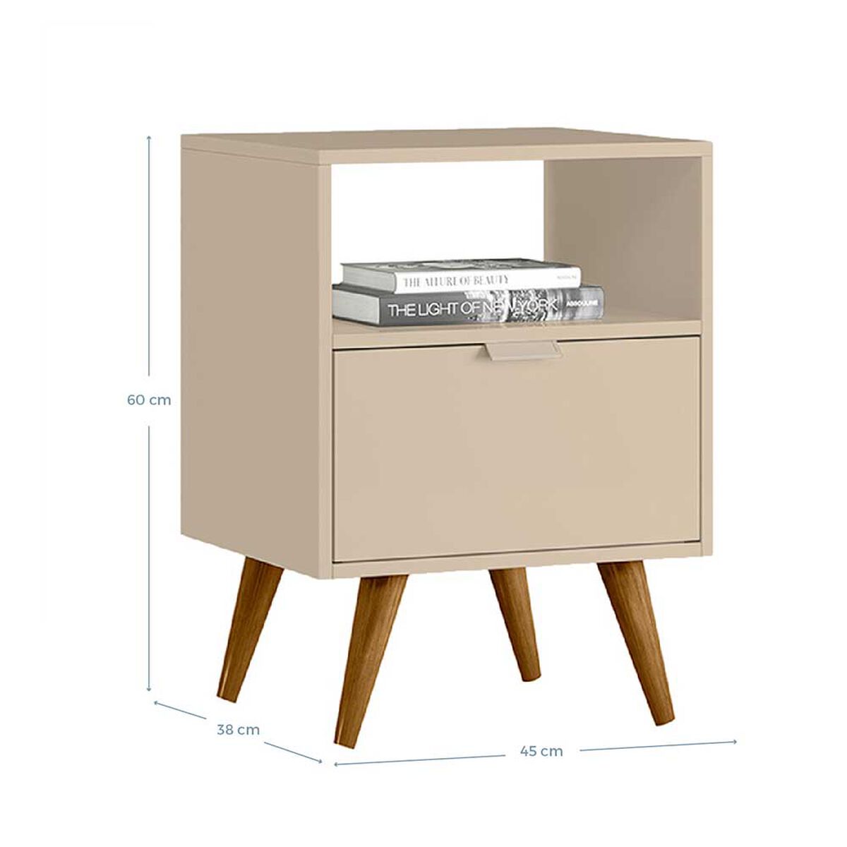 Velador Vekkahome Blanc 1 Cajón Blanco 