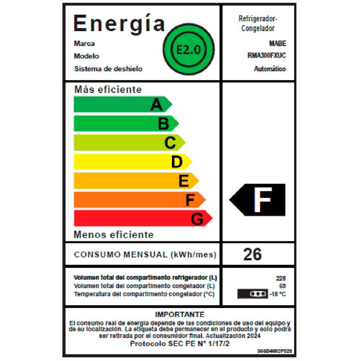 Refrigerador No Frost Mabe RMA300FXUC 297 L