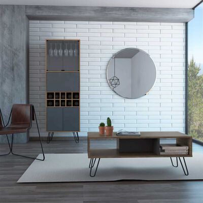 Imagen 1 del producto Combo Bar Alto + Mesa de Centro TuHome Vassel Miel Plomo