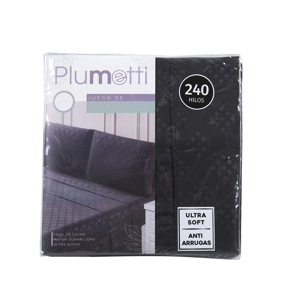 Juego de Sábanas Plumetti 2 Plazas Mimosa Negro