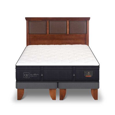 Imagen 1 del producto Cama Europea CIC Base Dividida 2 Plazas Súper Premium + Respaldo New Torino Caramelo